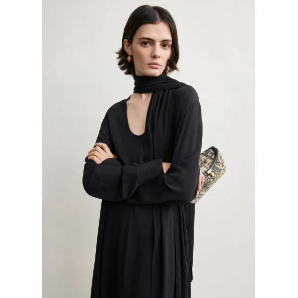 Totême Rounded neckline dress in Black - Dresses - Scandinavian Minimalist Luxury at Coveti