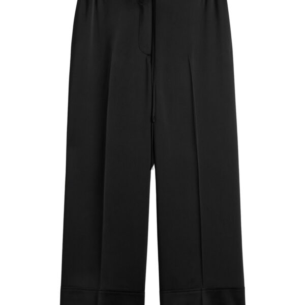 Totême Satin drawstring trousers in Black - Pants - Scandinavian Minimalist Luxury at Coveti