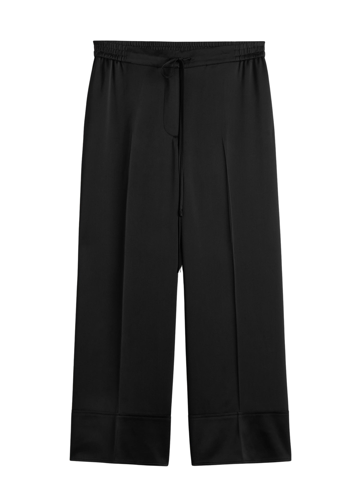 Totême Satin drawstring trousers in Black - Pants - Scandinavian Minimalist Luxury at Coveti