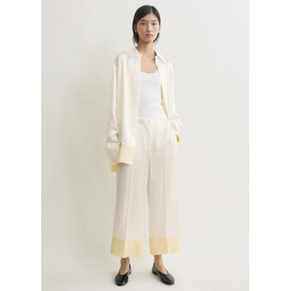 Totême Satin drawstring trousers in White - Pants - Scandinavian Minimalist Luxury at Coveti