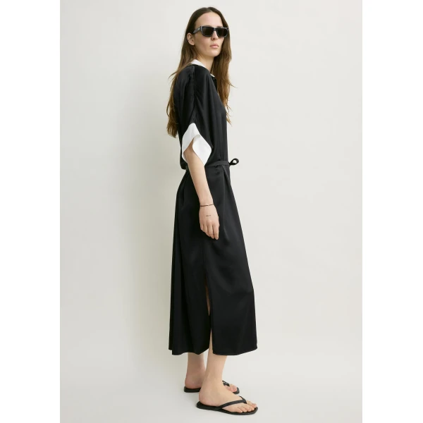 Totême Satin shirtdress in Black - Dresses - Scandinavian Minimalist Luxury at Coveti