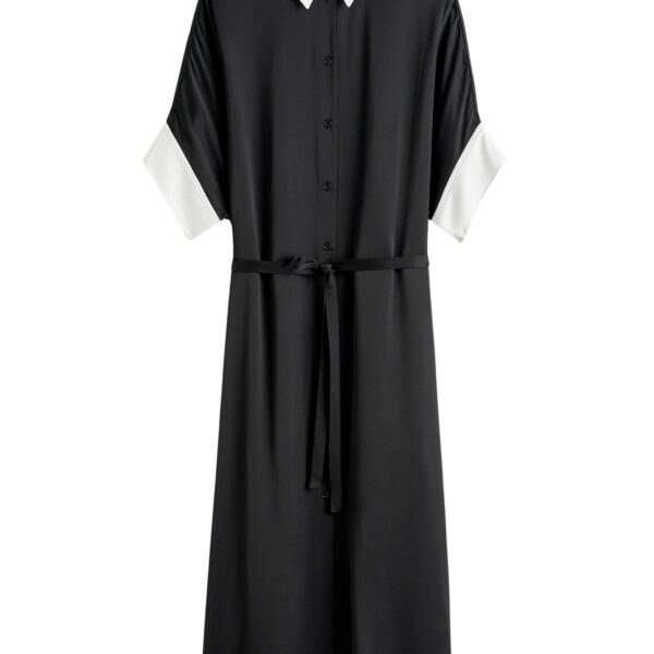 Totême Satin shirtdress in Black - Dresses - Scandinavian Minimalist Luxury at Coveti