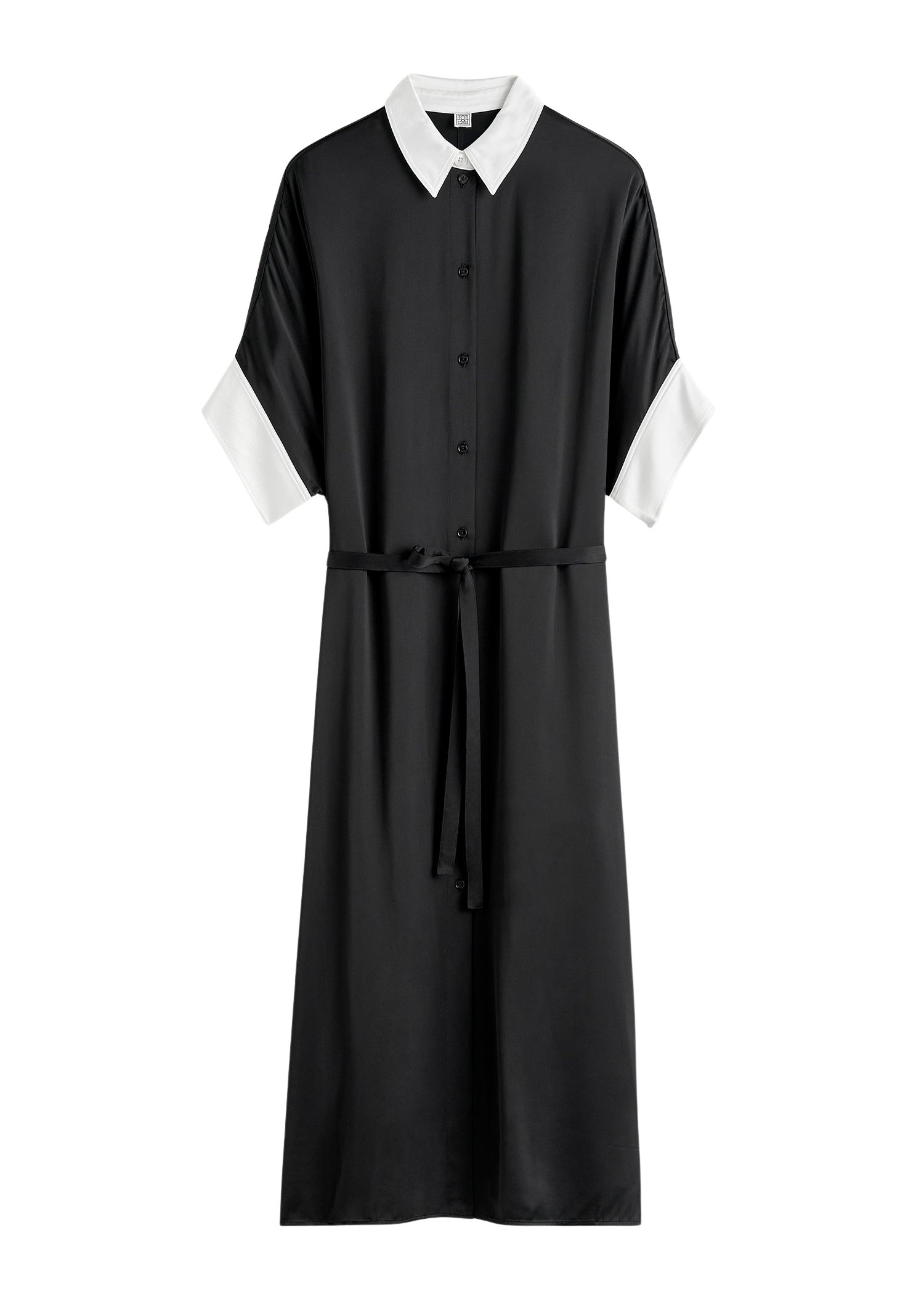 Totême Satin shirtdress in Black - Dresses - Scandinavian Minimalist Luxury at Coveti