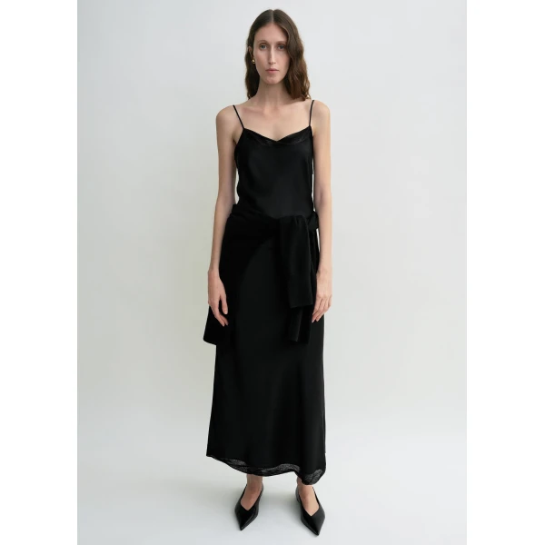 Totême Satin slip dress in Black - Dresses - Scandinavian Minimalist Luxury at Coveti