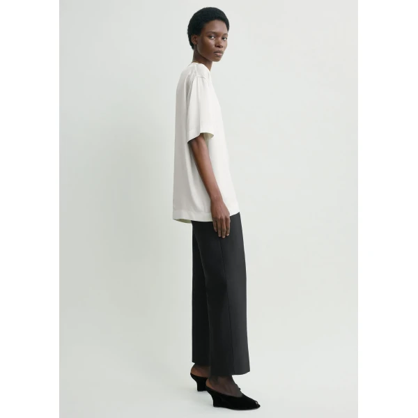 Totême Satin tee in White - Tops - Scandinavian Minimalist Luxury at Coveti