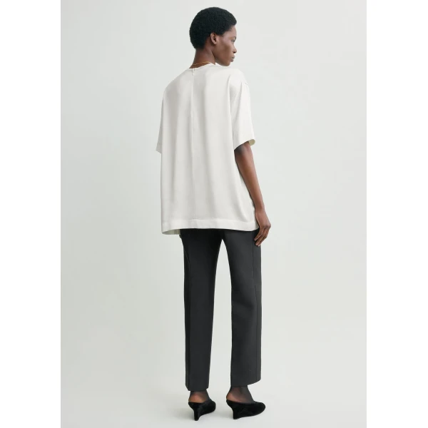 Totême Satin tee in White - Tops - Scandinavian Minimalist Luxury at Coveti
