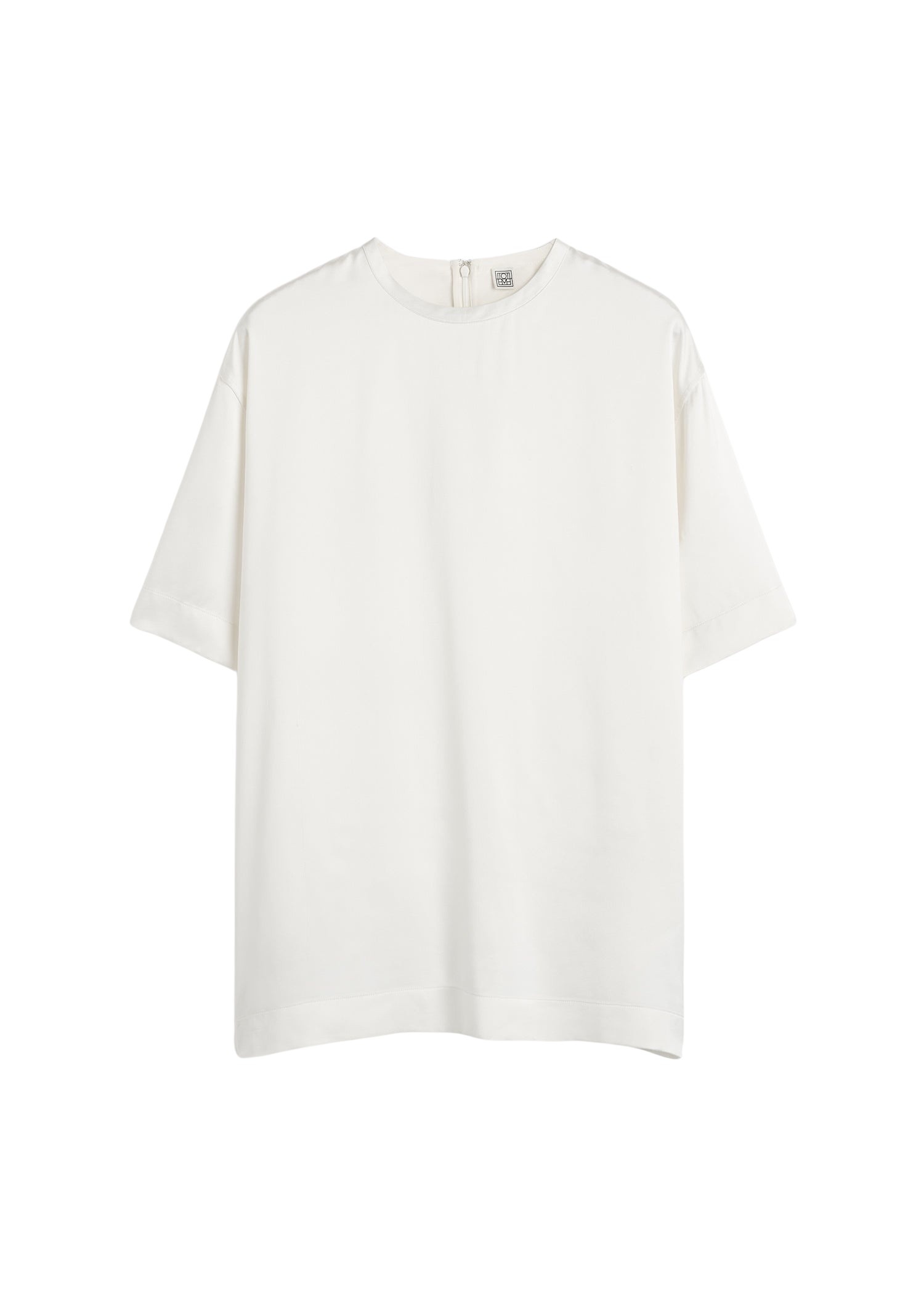 Totême Satin tee in White - Tops - Scandinavian Minimalist Luxury at Coveti