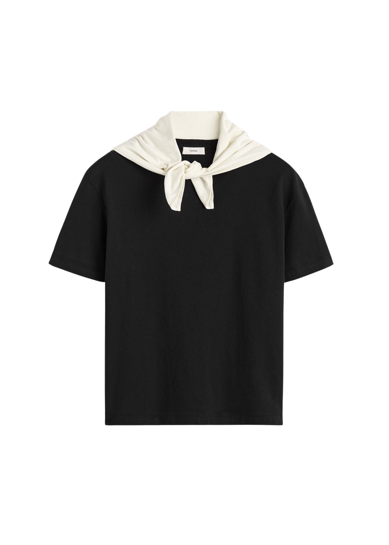 Totême Scarf tee in Black / Ecru - Tops - Scandinavian Minimalist Luxury at Coveti