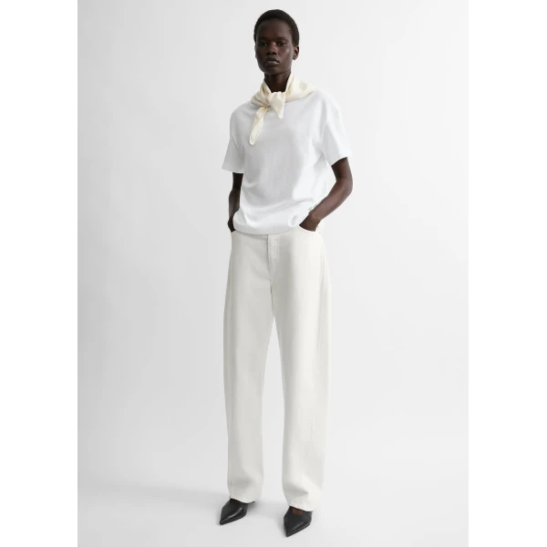 Totême Scarf tee in White / Ecru - Tops - Scandinavian Minimalist Luxury at Coveti