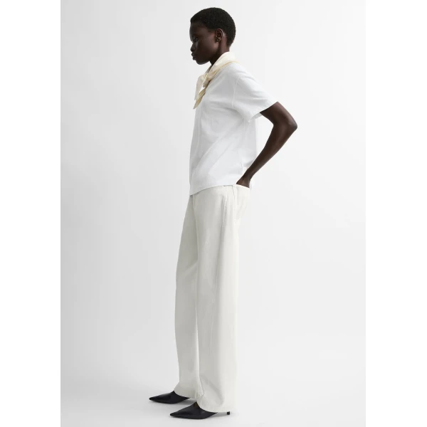 Totême Scarf tee in White / Ecru - Tops - Scandinavian Minimalist Luxury at Coveti