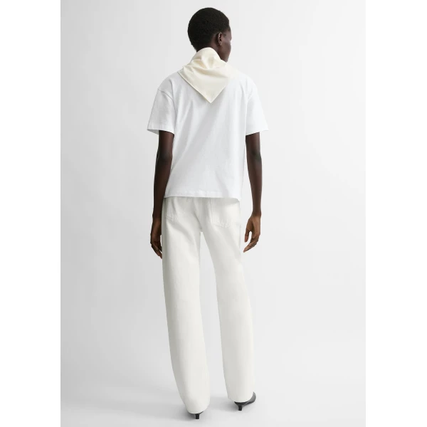 Totême Scarf tee in White / Ecru - Tops - Scandinavian Minimalist Luxury at Coveti