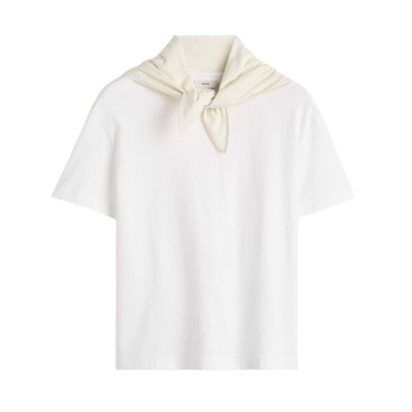 Totême Scarf tee in White / Ecru - Tops - Scandinavian Minimalist Luxury at Coveti