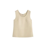 Totême Scoop-neck leather top in Sand - Tops - Scandinavian Minimalist Luxury at Coveti