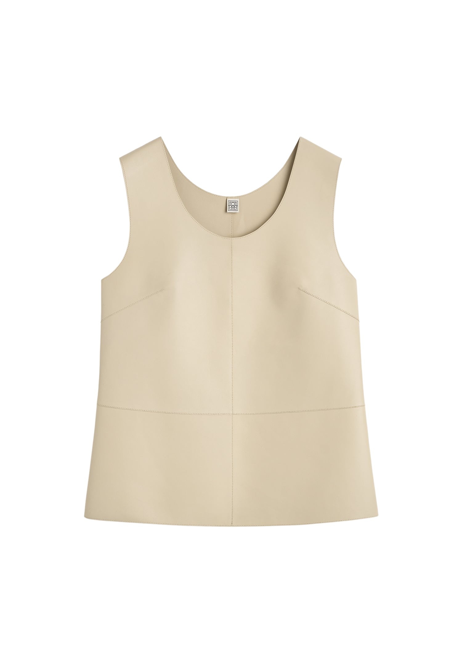 Totême Scoop-neck leather top in Sand - Tops - Scandinavian Minimalist Luxury at Coveti
