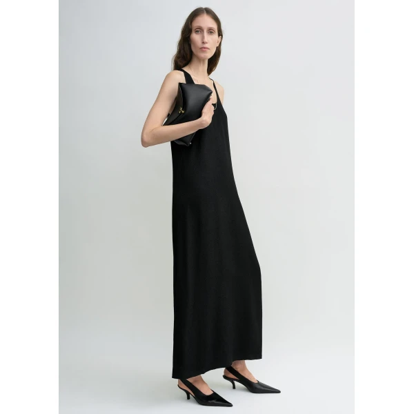 Totême Scoop-neck sablé dress in Black - Dresses - Scandinavian Minimalist Luxury at Coveti