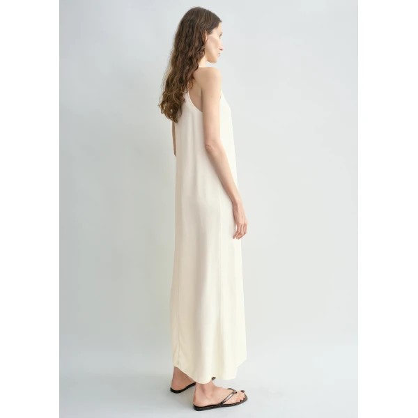 Totême Scoop-neck sablé dress in Macadamia - Dresses - Scandinavian Minimalist Luxury at Coveti
