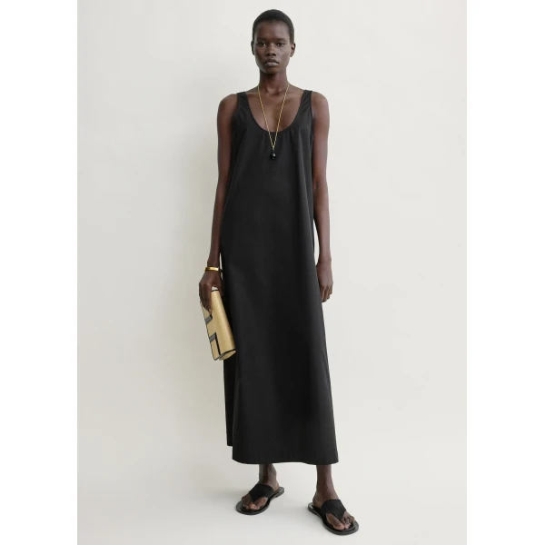 Totême Scoop poplin dress in Black - Dresses - Scandinavian Minimalist Luxury at Coveti