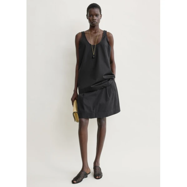 Totême Scoop poplin tank in Black - Tops - Scandinavian Minimalist Luxury at Coveti
