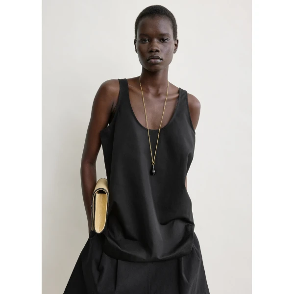 Totême Scoop poplin tank in Black - Tops - Scandinavian Minimalist Luxury at Coveti