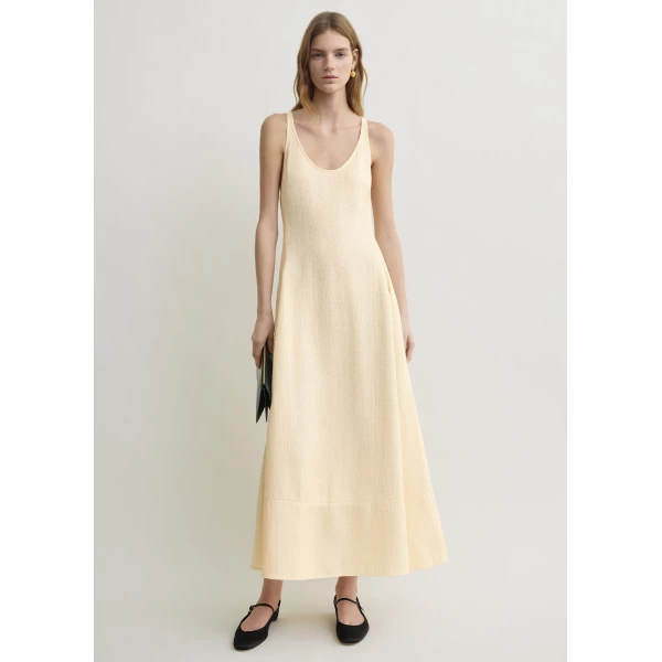 Totême Sculpted cotton dress in Ecru - Dresses - Scandinavian Minimalist Luxury at Coveti