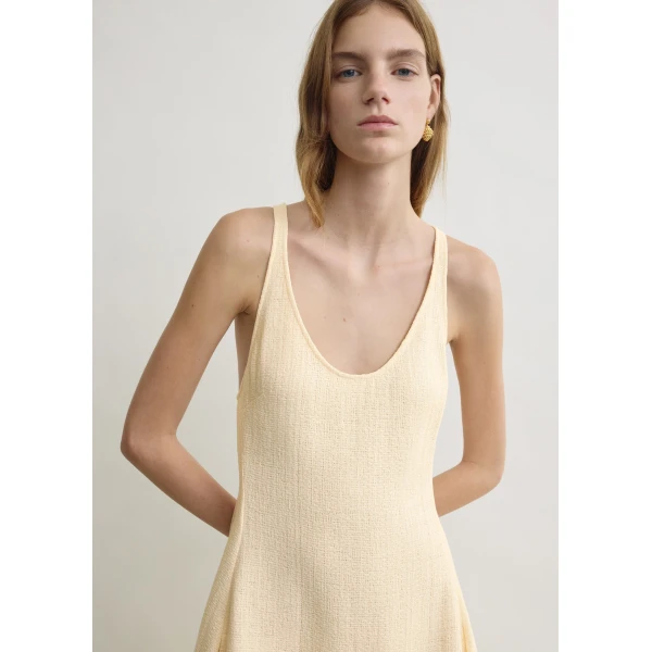 Totême Sculpted cotton dress in Ecru - Dresses - Scandinavian Minimalist Luxury at Coveti