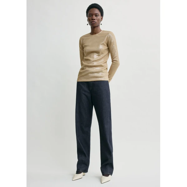 Totême Sequin top in Latte - Tops - Scandinavian Minimalist Luxury at Coveti