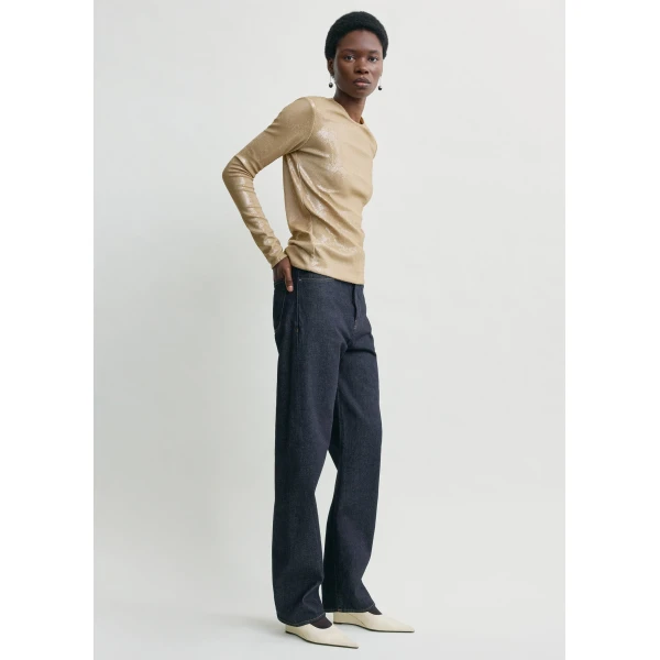 Totême Sequin top in Latte - Tops - Scandinavian Minimalist Luxury at Coveti