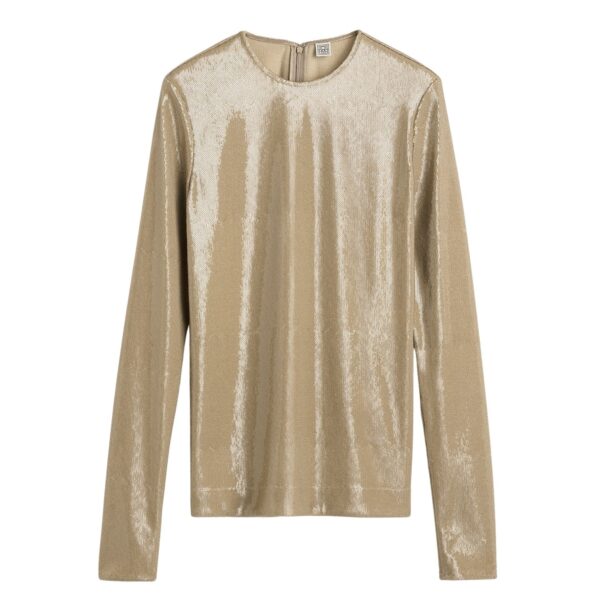 Totême Sequin top in Latte - Tops - Scandinavian Minimalist Luxury at Coveti