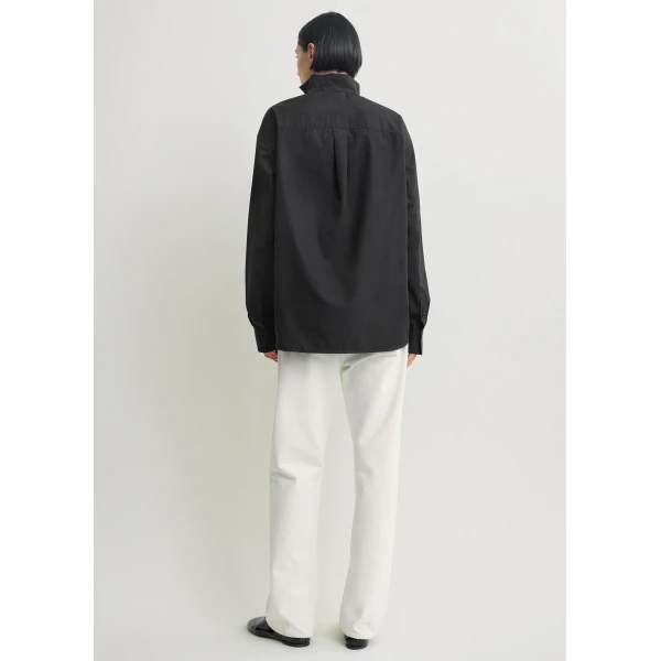 Totême Sharp poplin shirt in Black - Tops - Scandinavian Minimalist Luxury at Coveti