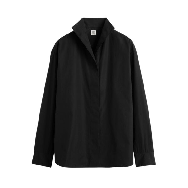 Totême Sharp poplin shirt in Black - Tops - Scandinavian Minimalist Luxury at Coveti