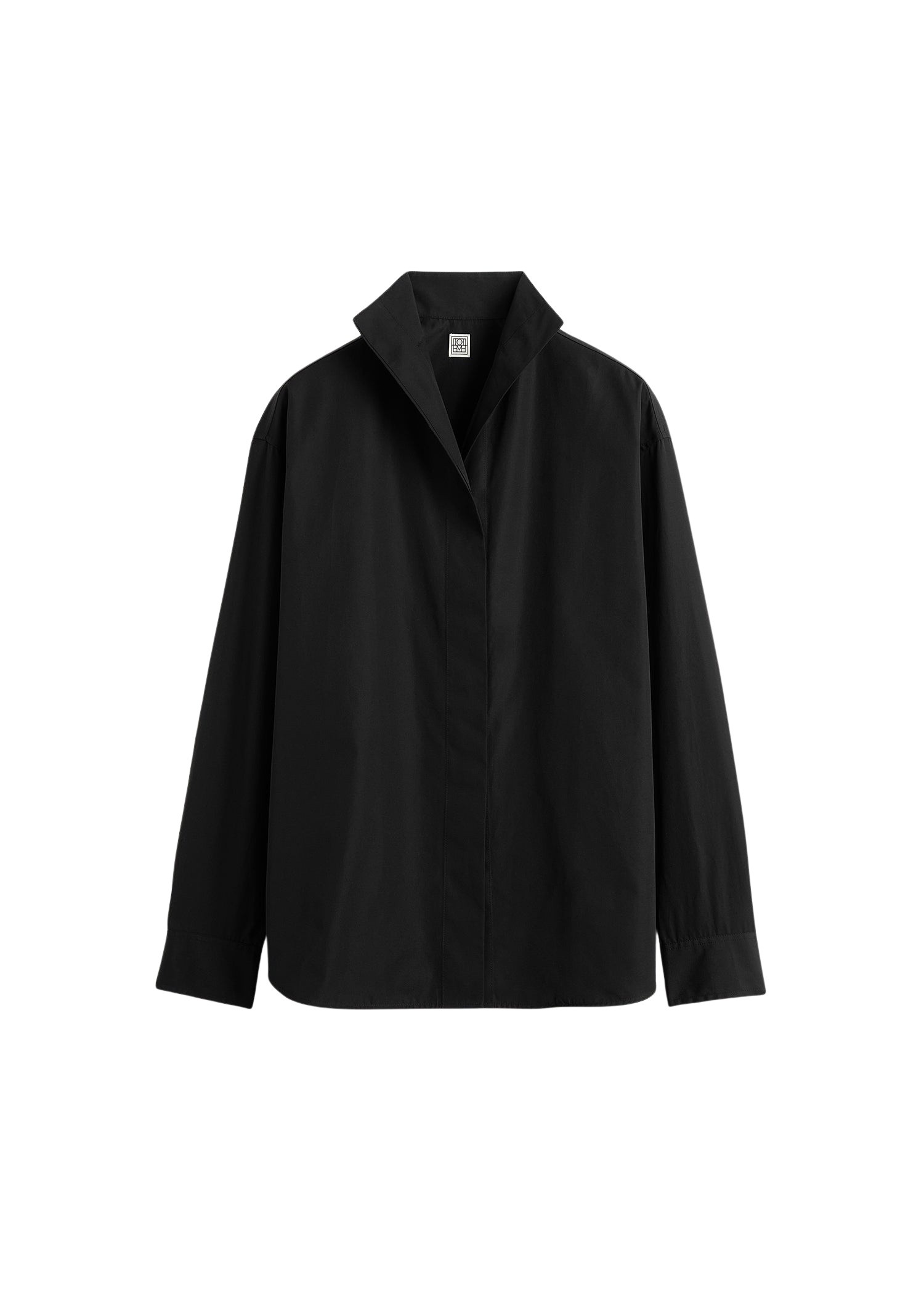 Totême Sharp poplin shirt in Black - Tops - Scandinavian Minimalist Luxury at Coveti