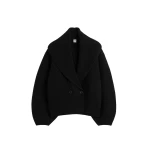Totême Shawl-lapel cardigan in Black - Knitwear - Scandinavian Minimalist Luxury at Coveti