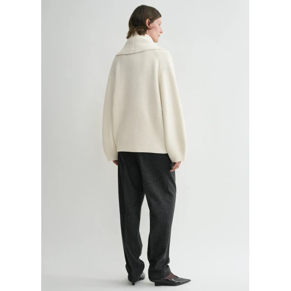 Totême Shawl-lapel cardigan in Milk - Tops - Scandinavian Minimalist Luxury at Coveti