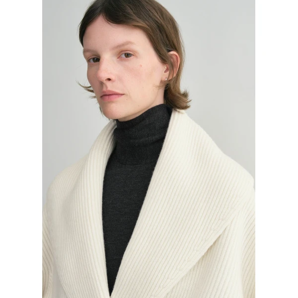 Totême Shawl-lapel cardigan in Milk - Tops - Scandinavian Minimalist Luxury at Coveti
