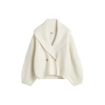 Totême Shawl-lapel cardigan in Milk - Tops - Scandinavian Minimalist Luxury at Coveti