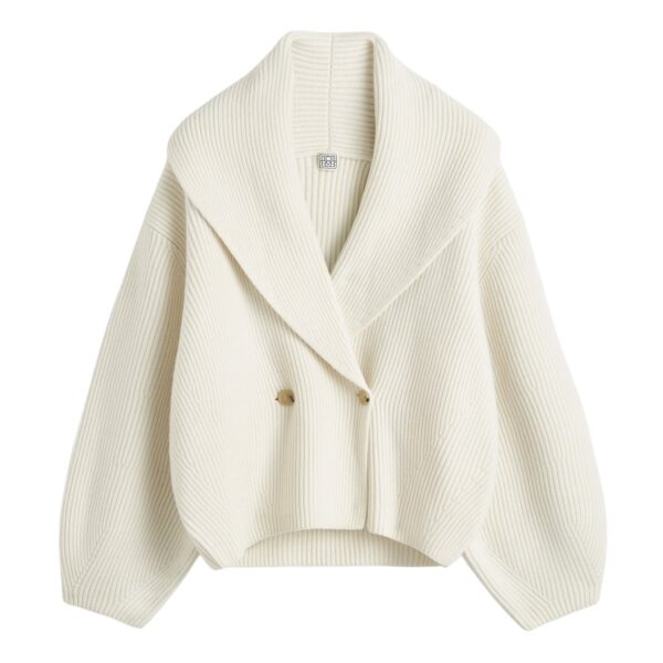 Totême Shawl-lapel cardigan in Milk - Tops - Scandinavian Minimalist Luxury at Coveti