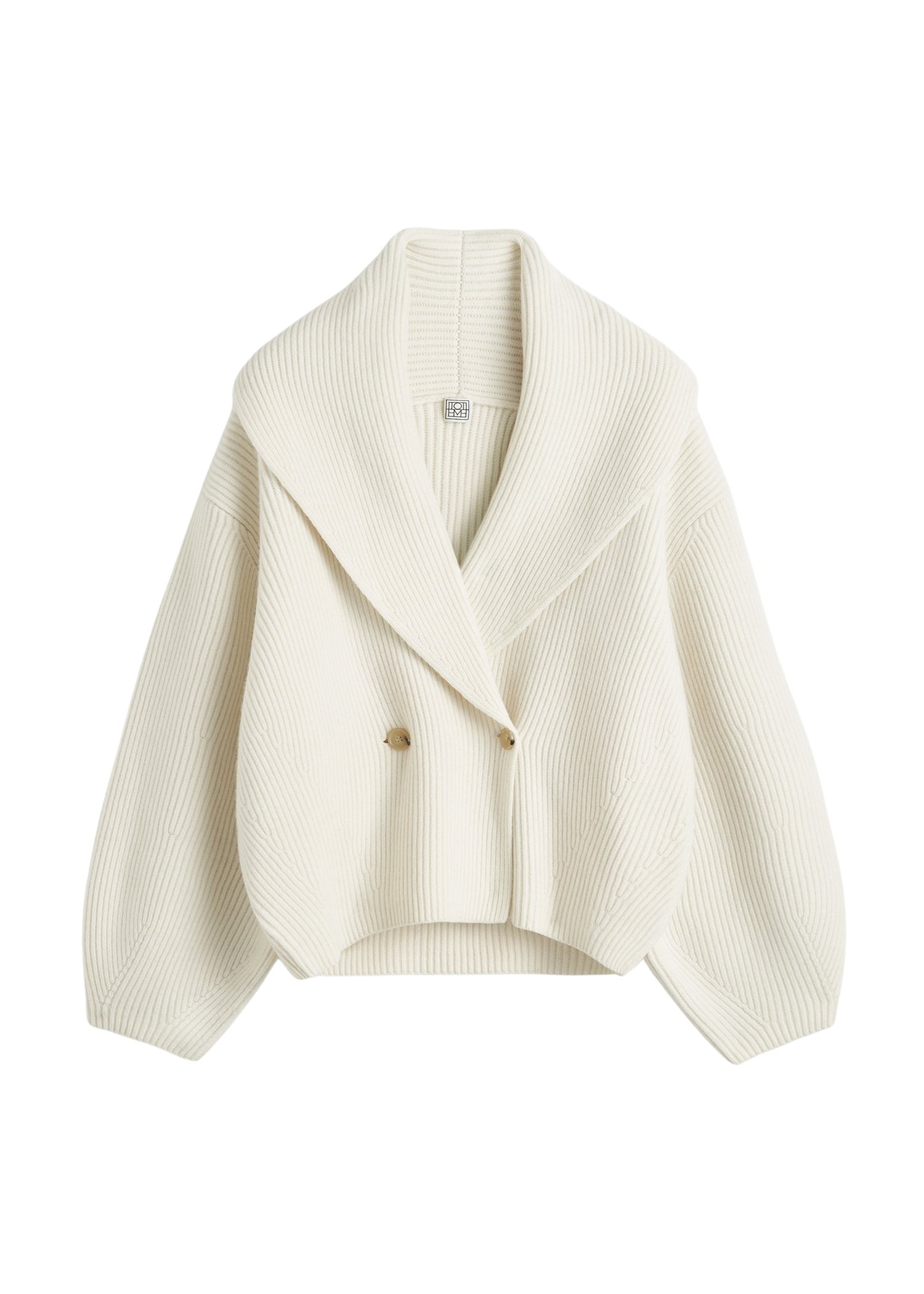 Totême Shawl-lapel cardigan in Milk - Tops - Scandinavian Minimalist Luxury at Coveti