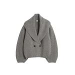 Toteme-Shawl-lapel-cardigan-mid-grey-in-Mid-grey-melange43688_nobg Totême Shawl-lapel cardigan mid grey in Mid grey melange - Knitwear - Scandinavian Minimalist Luxury at Coveti