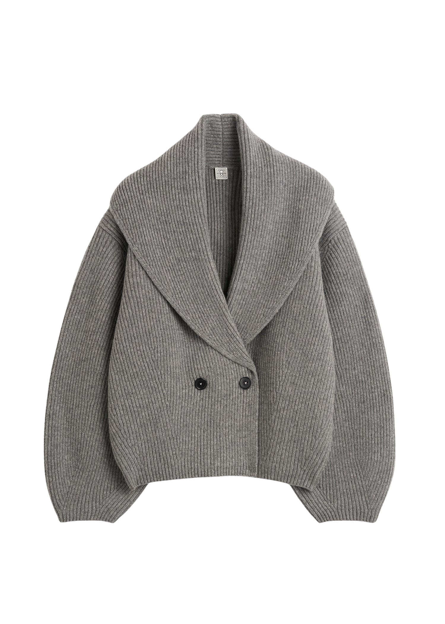 Totême Shawl-lapel cardigan mid grey in Mid grey melange - Knitwear - Scandinavian Minimalist Luxury at Coveti