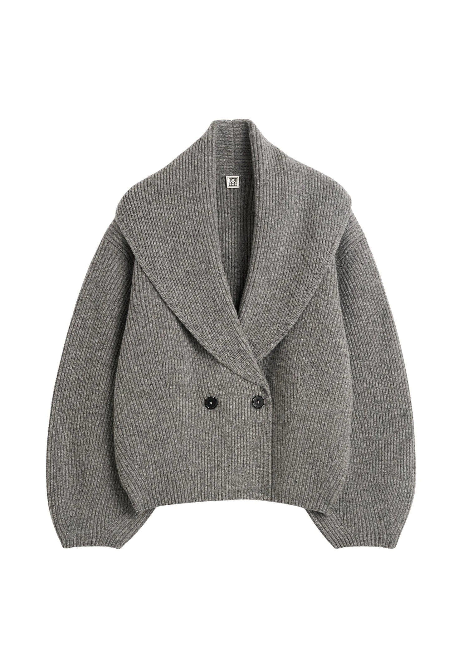 Toteme-Shawl-lapel-cardigan-mid-grey-in-Mid-grey-melange43688_nobg Totême Shawl-lapel cardigan mid grey in Mid grey melange - Knitwear - Scandinavian Minimalist Luxury at Coveti