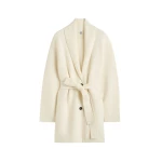 Toteme-Shawl-lapel-cashmere-wool-robe-in-Ecru38198_nobg Totême Shawl-lapel cashmere-wool robe in Ecru - Knitwear - Scandinavian Minimalist Luxury at Coveti