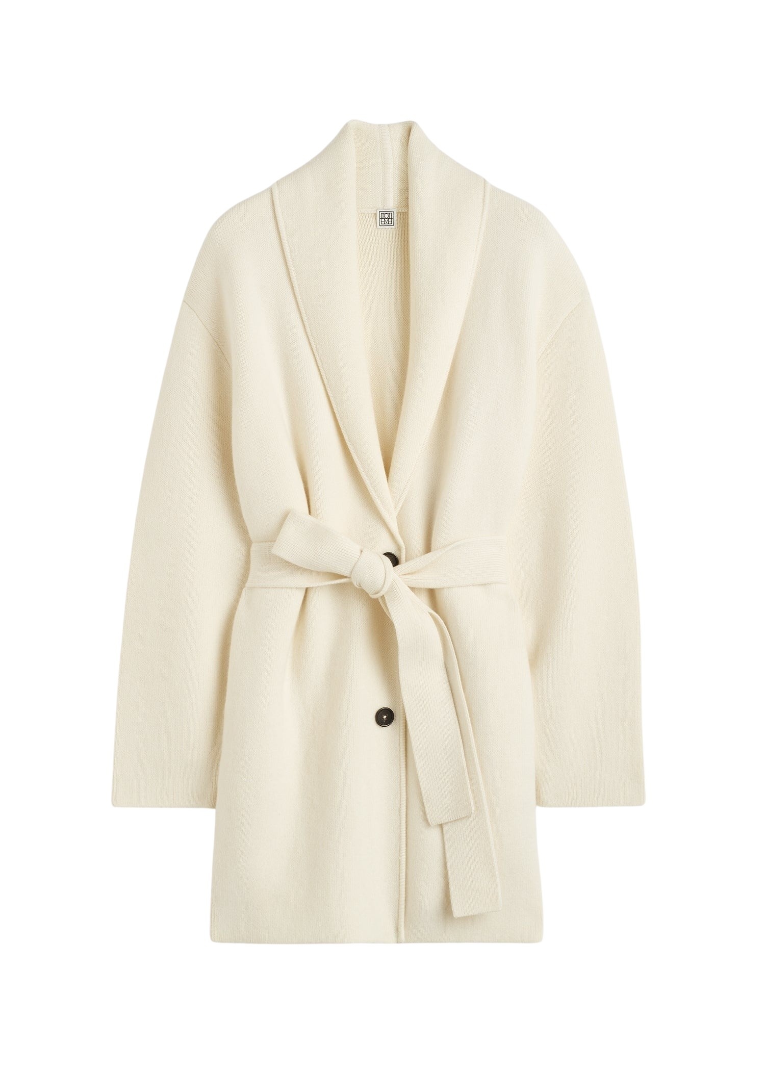 Totême Shawl-lapel cashmere-wool robe in Ecru - Knitwear - Scandinavian Minimalist Luxury at Coveti