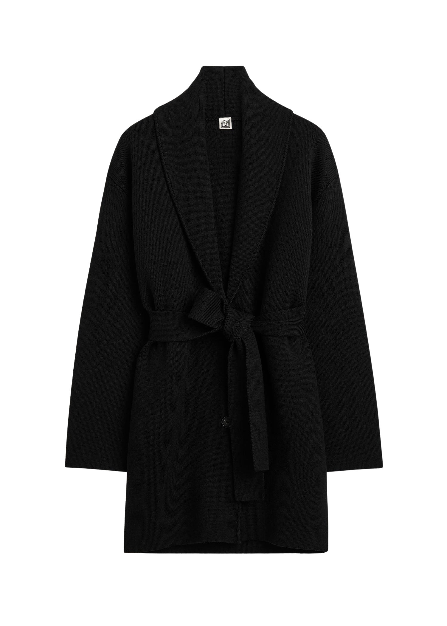 Totême Shawl-lapel robe in Black - Knitwear - Scandinavian Minimalist Luxury at Coveti
