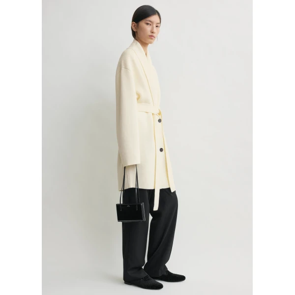 Totême Shawl-lapel robe in Ecru - Knitwear - Scandinavian Minimalist Luxury at Coveti
