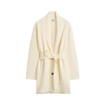 Toteme-Shawl-lapel-robe-in-Ecru25807_nobg Totême Shawl-lapel robe in Ecru - Knitwear - Scandinavian Minimalist Luxury at Coveti