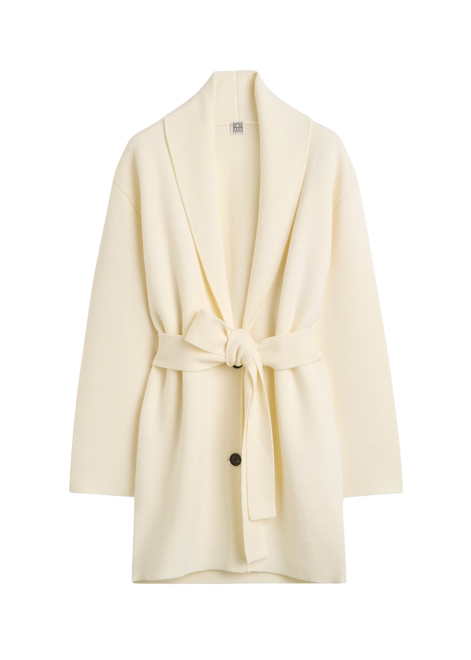 Totême Shawl-lapel robe in Ecru - Knitwear - Scandinavian Minimalist Luxury at Coveti