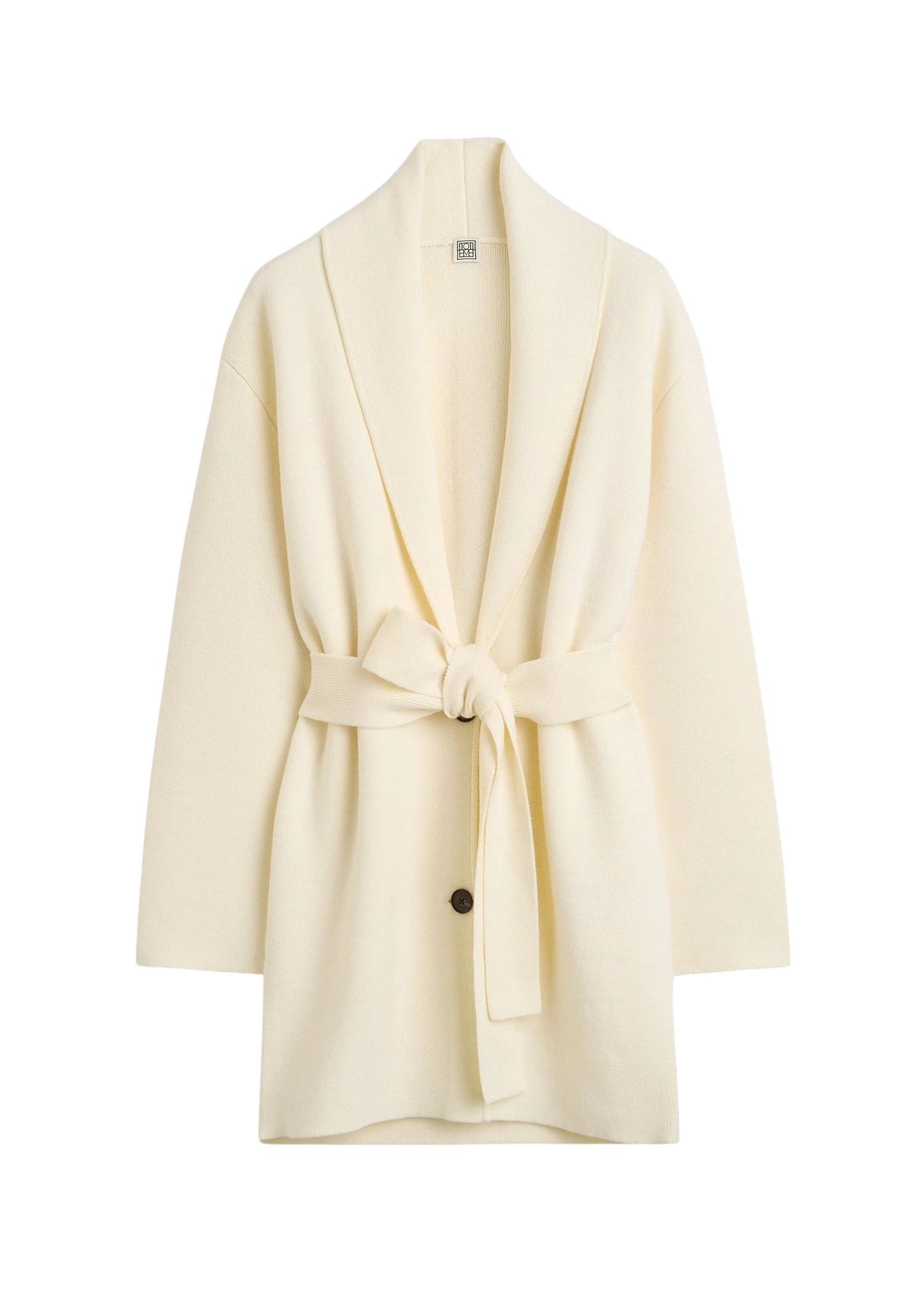 Toteme-Shawl-lapel-robe-in-Ecru25807_nobg Totême Shawl-lapel robe in Ecru - Knitwear - Scandinavian Minimalist Luxury at Coveti