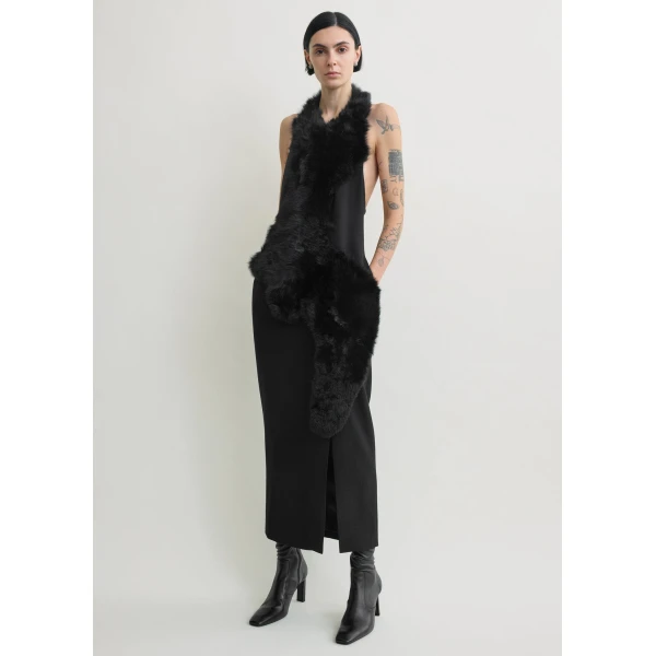 Totême Shearling appliqué dress in Black - Dresses - Scandinavian Minimalist Luxury at Coveti