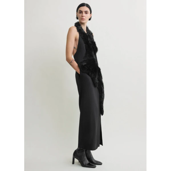 Totême Shearling appliqué dress in Black - Dresses - Scandinavian Minimalist Luxury at Coveti