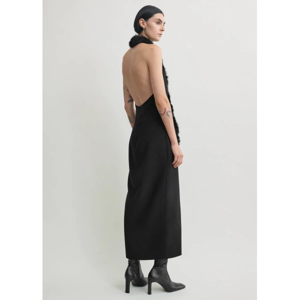 Totême Shearling appliqué dress in Black - Dresses - Scandinavian Minimalist Luxury at Coveti